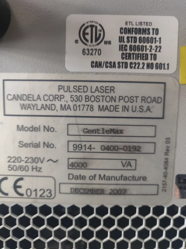 Candela Gentlemax - Machine Product Details