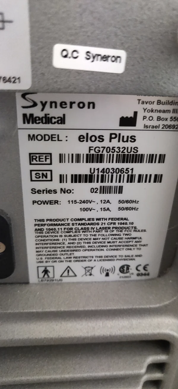 Syneron Elos Plus - Machine Product Details