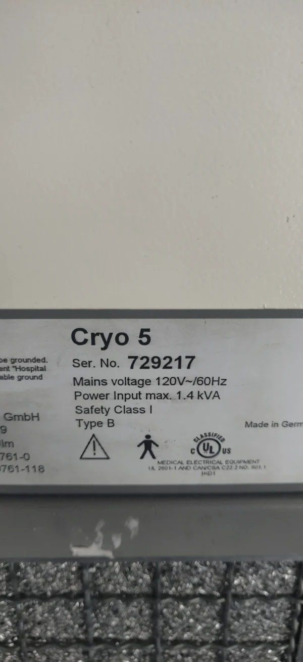 Zimmer Cryo 5 - Machine Product Details